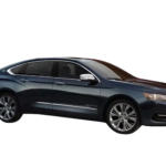 Rent a Economy Chevrolet Impala 2019 in Dubai, featuring a sleek sedan parked against the city's iconic skyline.