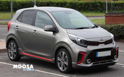 Rent a 2018 Kia Picanto in Dubai, featuring compact design and fuel efficiency for city driving.