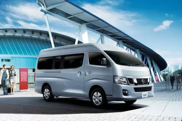 15 Seater Nissan Urvan available for rent in Dubai - Ideal for group travel and family trips.